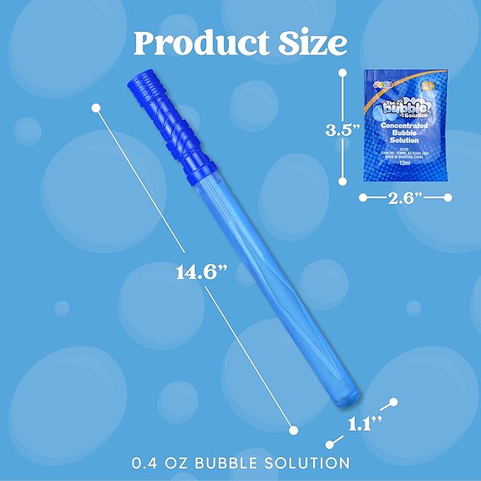 JOYIN 14.6’’ Big Bubble Wands for Kids, 6 PCS Bubble Wand with Refill Solution for Summer Toy Party Favor, Outdoors Toy Activity, Easter Basket Stuffers, Birthday Gift