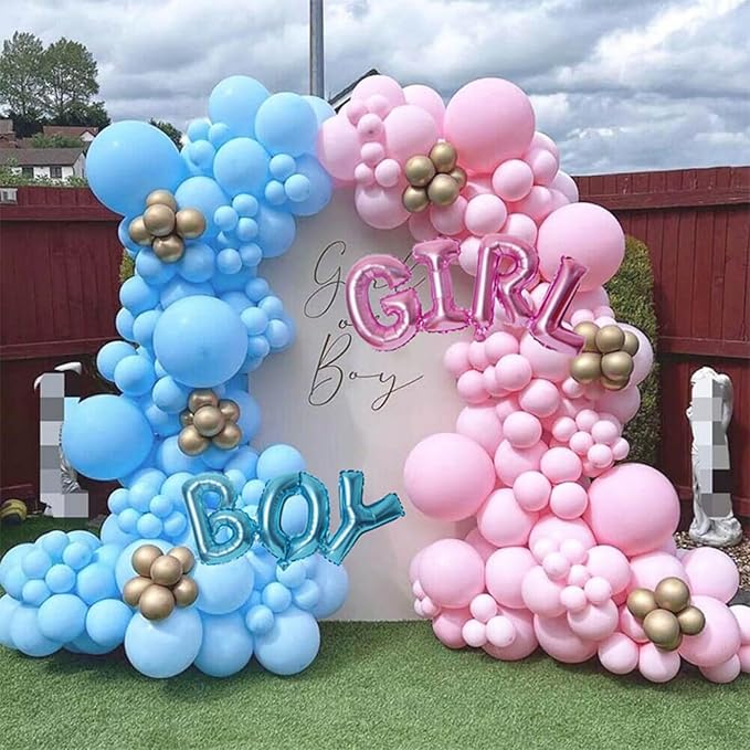 Pink and Blue Latex Balloons Set, 50Pcs 12 Inch Light Blue and Pink Balloons, Gender Reveal Balloons for Boy or Girl Gender Reveal Decorations Birthday Party Baby Shower