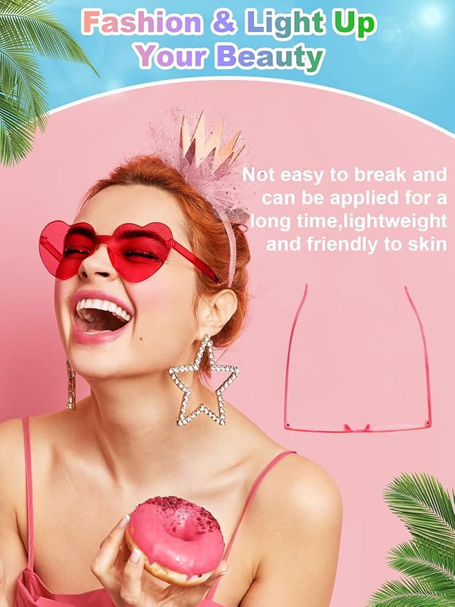 12 Pairs Heart Shaped Sunglasses for Women Colorful Glasses Fun Trendy Transparent Heart Sunglasses Party Favor (Assorted Colors)