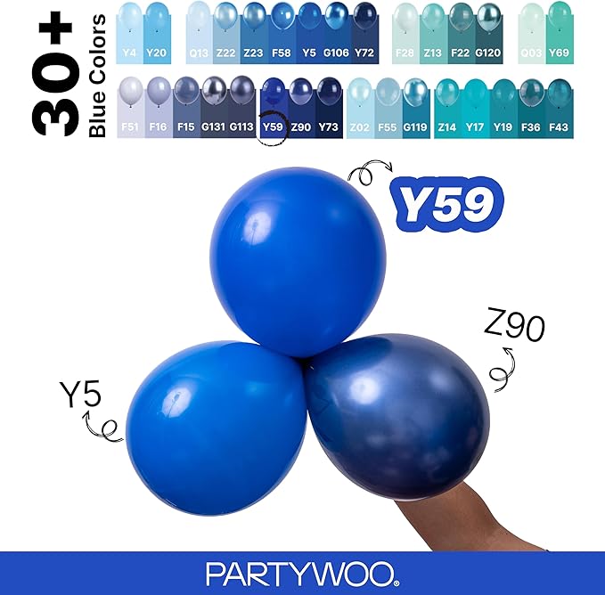 PartyWoo Royal Blue Balloons 155pcs Different Sizes Pack of 18 12 10 5 Inch Dark Blue Balloon Arch Kit for Baby Shower Gender Reveal Graduation Under The Sea Birthday Party Decorations Blue-Y59