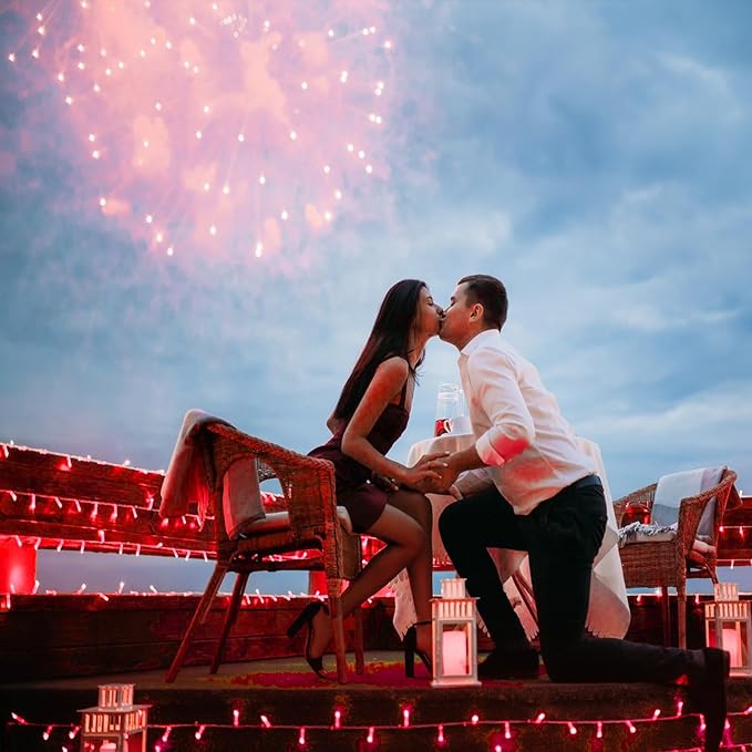 120 LED Red String Lights Outdoor Waterproof, 40ft Red Christmas Lights 8 Modes Clear Wire, Plug in Twinkle Fairy String Lights for Bedroom Christmas Decorations