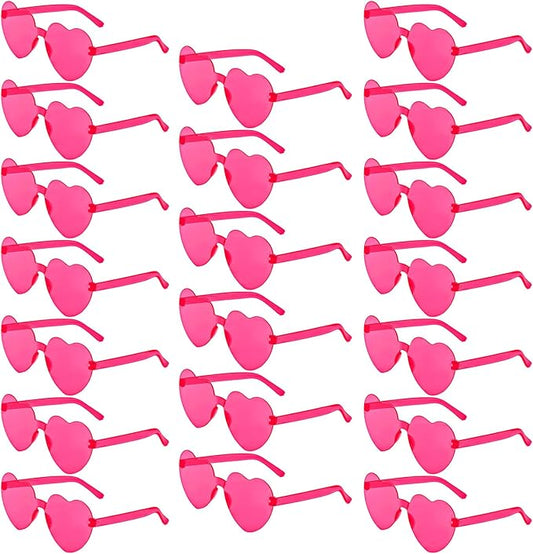20 Pairs Heart Shaped Sunglasses Bulk, Colorful Rimless Fun Heart Sunglasses for Women Party Favors