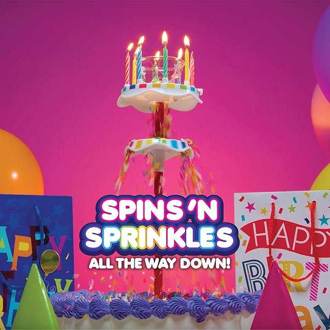 BEST PARTY EVER! Sprinkle Fountain Birthday Candle with 32 Candles, Reusable Spinning Birth Cay Cakes Topper, Decorate Your Cake in Sprinkles
