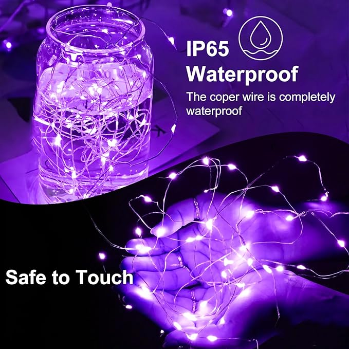 24Pack Fairy Lights Battery Operated, 7ft 20 LED 3 Modes Speed Twinkle Mini String Lights Waterproof Silver Wire Firefly Starry Lights for Mason Jars Wedding Party Christmas Decorations