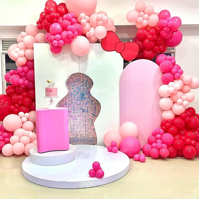 HILAVO Red and Pink Balloons Strawberry Hot Pastel Light Pink Rose Red Latex Balloons Polka Dot Party Helium Balloon for Sweet Girl Berry Baby Shower Birthday Valentines Day Summer Party Decorations