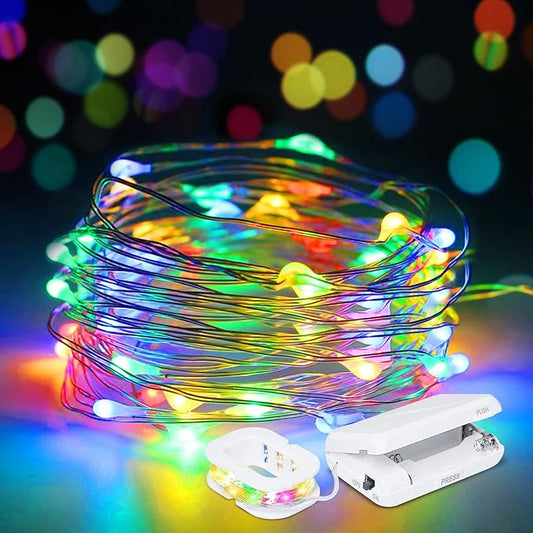Aogist 4-Pack 16FT Fairy Lights with Spool,Ultra-Bright 50 LEDs Battery Operated Copper Wire String Light for Bedroom Christmas Wedding Centerpiece Parties Decoration,Multicolor
