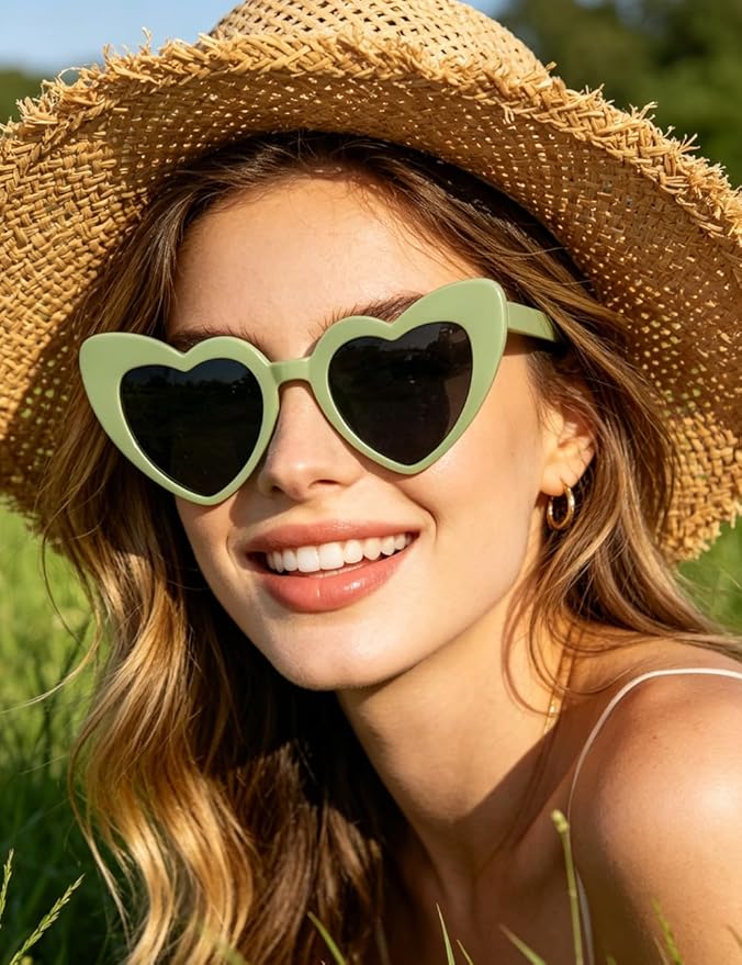 8 Pack Heart Sunglasses Vintage Cat Eye Heart Glasses Retro Bachelorette Bride Sunglasses Bulk for Women