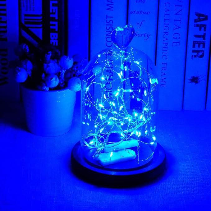 SmilingTown Starry Fairy String Lights 24 Pack 20 LED/Strand 7.2ft Firefly Copper Wire Lights Battery Powered Lights for Wedding Party Table Centerpiece Halloween Christmas Decorations (Blue)