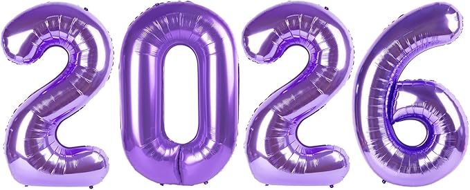 Purple 2026 Number Balloons, 40 Inch Balloon, New Years Eve Decorations, Balloons for New Years Eve Party Supplies 2026, Graduation Decoration, 2 6 20 26 Birthday Parties