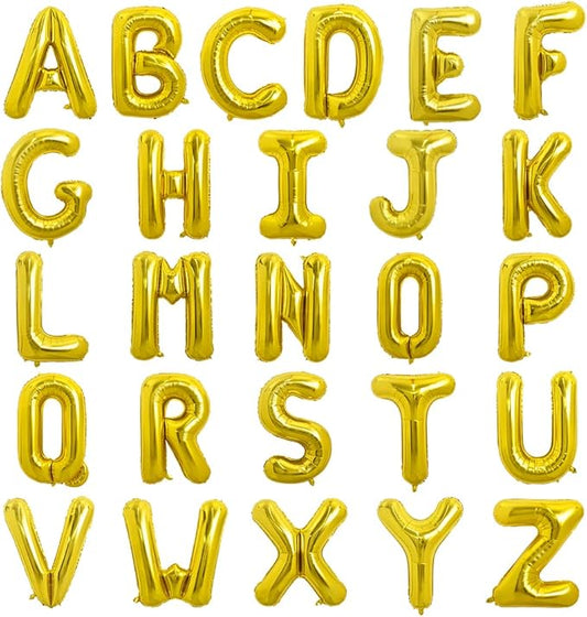 TONIFUL 52 Pieces16 Inch Gold Letter A-Z Balloons,Custom Phrase Mylar Foil Alphabet Letter DIY Personalized Phrase Banner for Birthday Anniversary Celebration Graduation Party Supplies Decoration