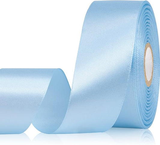 Light Blue Ribbon 1-1/2 Inch 30 Yards Baby Blue Satin Ribbon for Flower Bouquet, Fabric Ribbon for Gift Wrapping Crafts Baby Shower Wedding Christmas