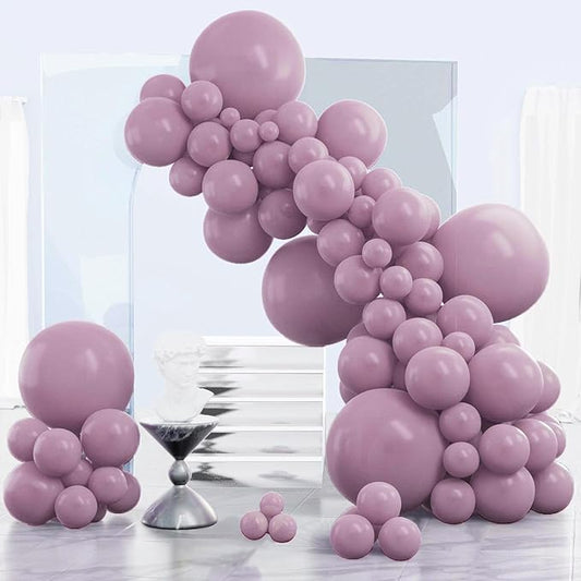 PartyWoo Dusty Purple Balloons 140pcs Different Sizes Pack of 18 12 10 5 Inch Lavender Boho Neutral Balloon Arch Kit for Baby Shower Graduation Butterfly Fairy Birthday Party Decorations Purple-F29