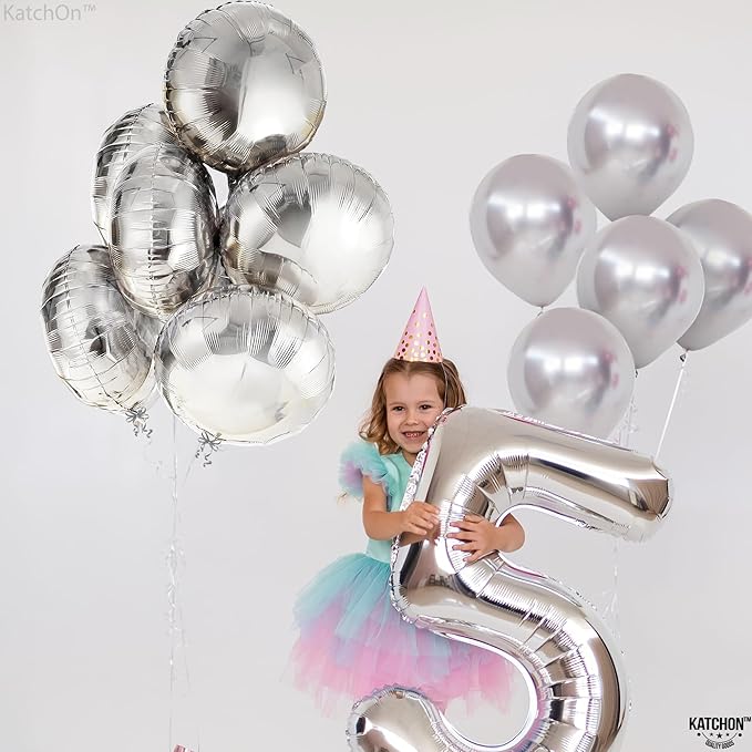 KatchOn, Big Graduation Metallic Silver Balloons - 18 Inch, Pack of 6 | Silver Foil Balloons For Graduation Decorations 2026, Graduation Party Decorations | Grad Party Decoration | Graduation Decor