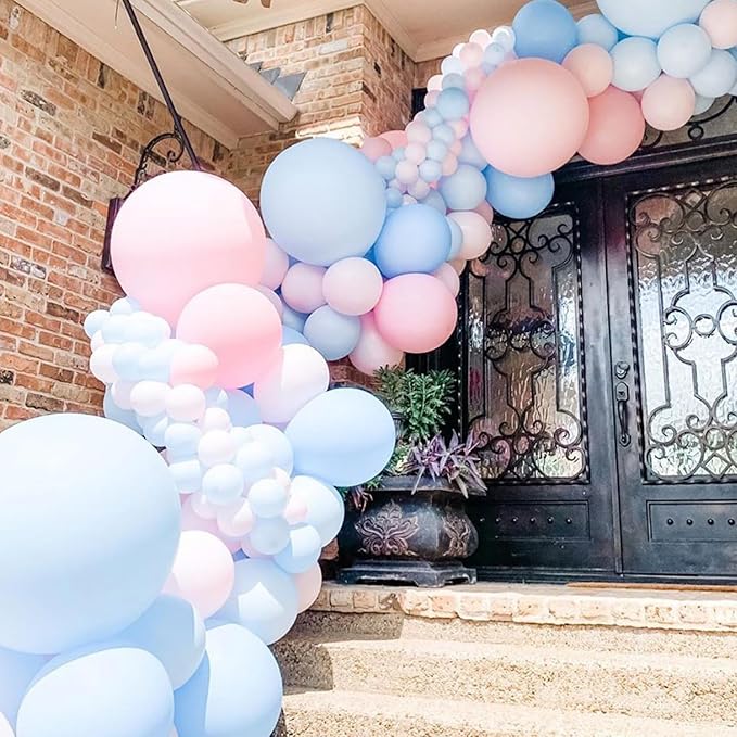 Paready Macaron Pink and Blue Balloons, 60 Pcs 12 Inch Baby Shower Party Balloons, Metallic Blue Pink Balloons for Gender Reveal Birthday Baby Shower Wedding Bridal Shower Party Graduation Decoration