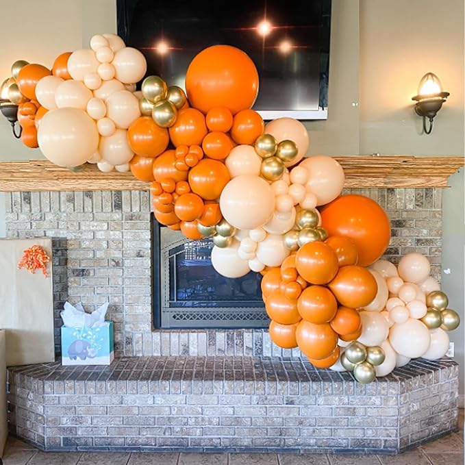 Awenztech 120pcs Orange Balloon Arch Kit, 18 12 10 5 inch Orange Latex Balloons Different Sizes Balloon Garland for Graduation Fall Tropical Birthday Party Decorations