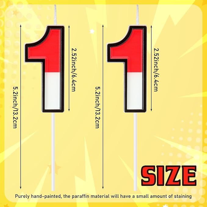 Conelist Cartoon Red and White Birthday Cake Candle Numeral Birthday Cake Topper for Animated Decoration Cartoon Party Supplies(Number 11)
