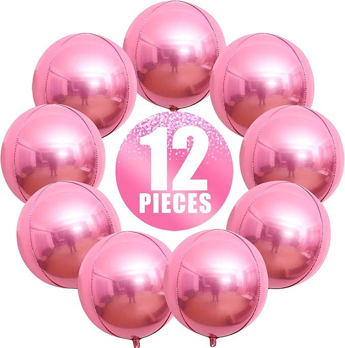 KatchOn, Pink Balloons - 22 Inch, Pack of 12 | Metallic Pink Balloons, Foil Balloon for Pink Party Decorations, Mothers Day Decorations Mothers Day Balloons Bridal Shower, Gender Reveal Birthday Party
