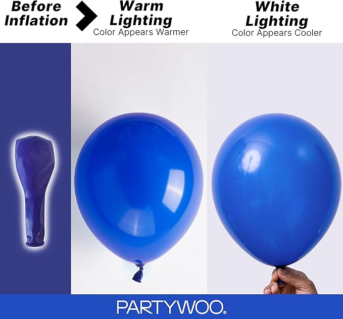 PartyWoo Royal Blue Balloons 155pcs Different Sizes Pack of 18 12 10 5 Inch Dark Blue Balloon Arch Kit for Baby Shower Gender Reveal Graduation Under The Sea Birthday Party Decorations Blue-Y59