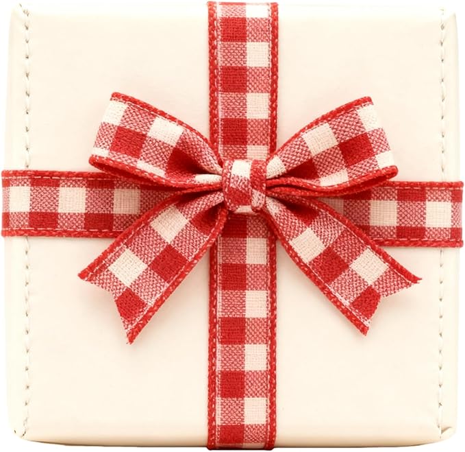 Meseey 10 Yards Burgundy and Ivory Buffalo Plaid Burlap Ribbon 4 Inch Red White Farmhouse Tartan Check Wired Edge Ribbons for Big Bow,Fall Wreath,Gift Wrapping,Crafts