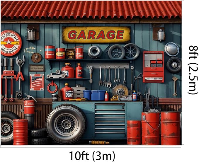 Kate 10x8ft Garage Car Repair Backdrops for Photography Mechanic Tool Room Booth Background Baby Kids Boys Birthday Party Decoration Photo Studio Backdrop