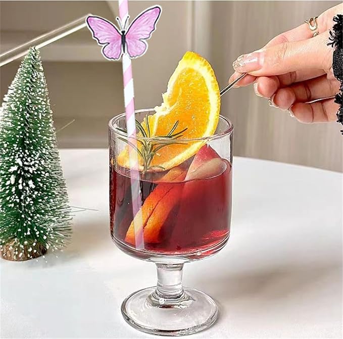 20pcs Butterfly Stripe Paper Straws Anti Wrinkle Straw Butterfly Floral Decor Disposable Party Straws Drinking Straws Set for Valentine's Day Brithday New Year Party Decoration Supplies