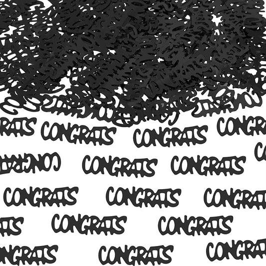 ONLYKXY 15gram Glitter Table Confetti Decor Scatter Bless Confetti Grad Party Decor for Congrats College Graduation Birthday Wedding Party Chocolate Favor Envelope Decal (Black CONGRATS)