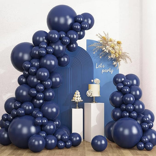 RUBFAC 135pcs Navy Blue Balloons Different Sizes 18 12 10 5 Inch Dark Blue Latex Balloon Garland Arch for Graduation Birthday Party Baby Shower Wedding Decorations