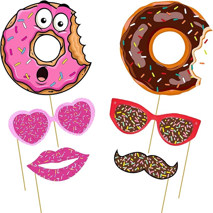 Zyozique 20 Pcs Donut Photo Booth Props,Donut Time for Girl Doughnut Birthday Party Supplies/Donut Birthday Party Supplies,Donut Photo Booth Props for Girls,Birthday Party,Baby Shower
