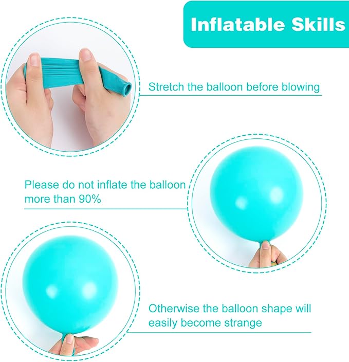 RUBFAC 135pcs Teal Blue Balloons Different Sizes 18 12 10 5 Inch Turquoise Teal Latex Balloon Garland Arch for Birthday Wedding Engagements Anniversary Baby Shower Party Decoration
