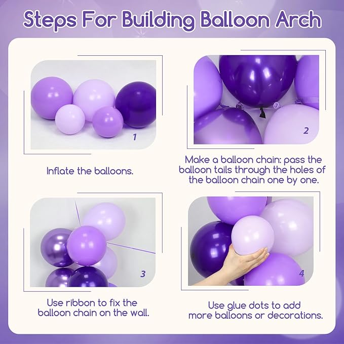 Purple Birthday Decorations for Women with Metallic Dark Pastel Purple Confetti Foil Balloons Fringe Curtain Banner for Women Birthday Decorations