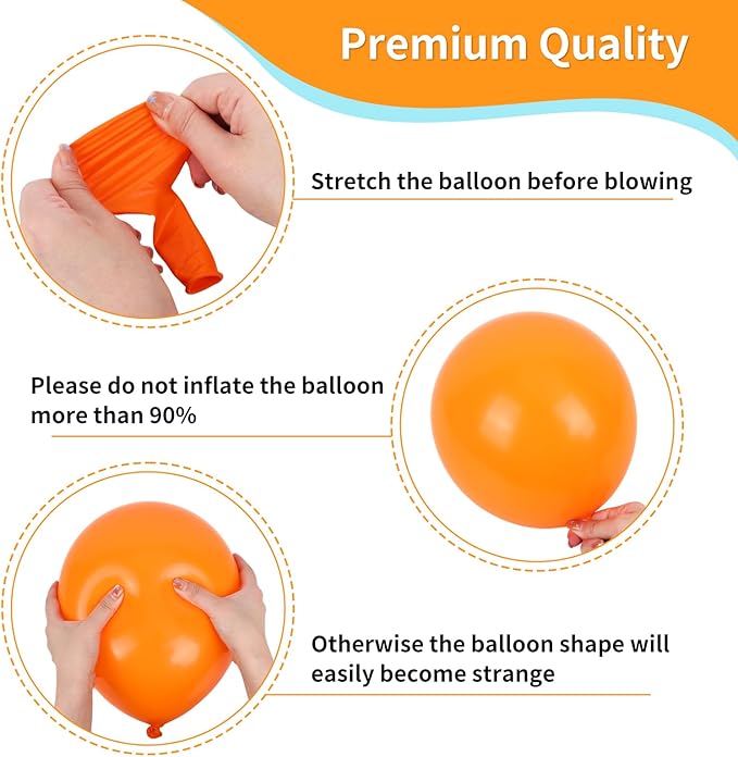 RUBFAC Blue and Orange Balloons Kit, Party Balloon for Blue Birthday Decoration Baby Shower Graduation Thanksgiving Decoration