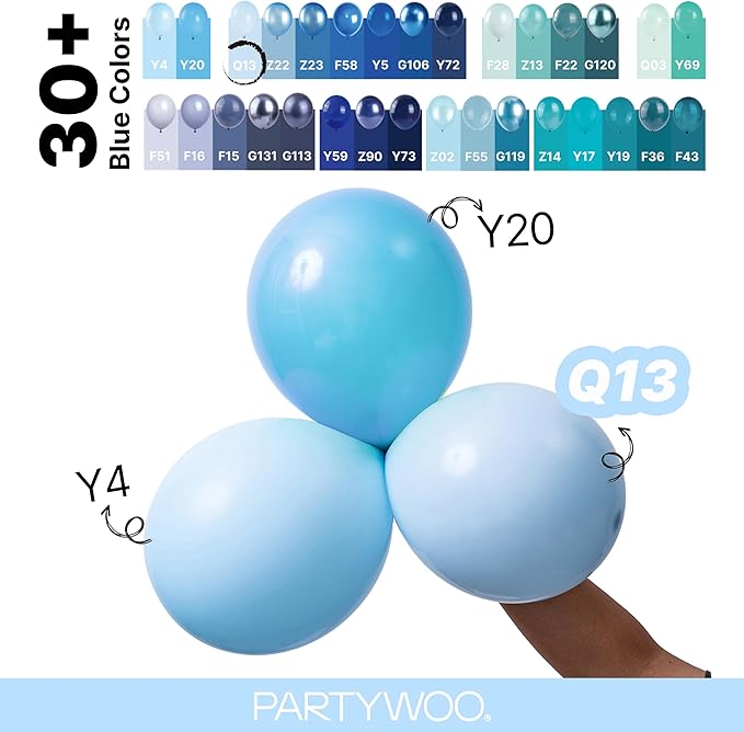 PartyWoo Baby Blue Balloons 99pcs Different Sizes of 36 18 12 10 5 Inch Light Pastel Sky Aqua Blue Balloon Arch Kit Garland for Graduation Baby Shower Gender Reveal Easter Party Decorations Blue-Q13