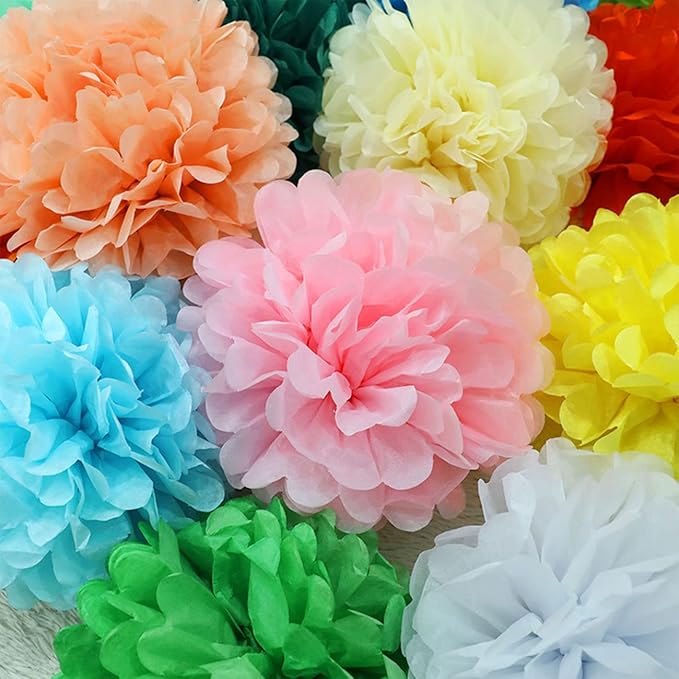 XIKSXITN 12 pc Purple Tissue Paper Pom poms in 3 Colors-Hanging Paper Flowers Ball for Party Decorative