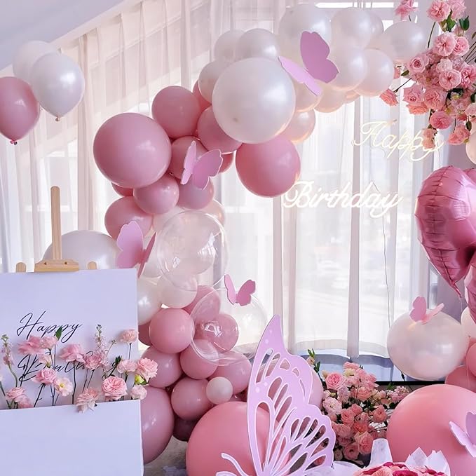 Voircoloria 90pack Pink Balloons Different Size 18/12/10/5 Inch Pink Balloon Garland Arch Kit for Graduation, Wedding, Birthday, Princess, Valentine's Day, Baby Shower, Anniversary Party Decorations