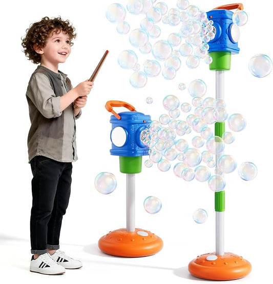 2-in-1 Remote Street Lamp Bubble Machine for Kids 3-6 4-8 Years Old Summer Outdoor Bubble Maker Toys with Lights for Boys and Girls 3 4 5 6 7 8+ Birthday Wedding Party Gifts
