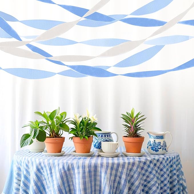 Dusty Blue Crepe Paper Streamers 6 Crepe Paper Rolls 492ft, DIY Craft Supplies for Boys Birthday Baby Shower, Bridal Party Decorations, 1.77 Inch x 82 Ft/Roll