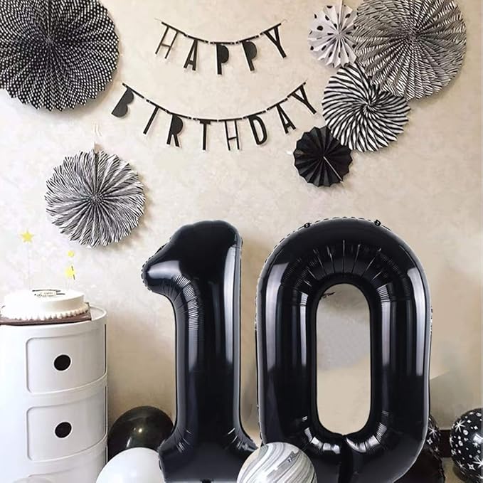 TONIFUL 40 Inch Black Large Numbers Balloon Birthday Foil Mylar Big Number Balloon Digital 50 for 2026 Graduation New Year Eve 50th Birthday, 50th Anniversary, Graduation Ceremony Photo Shoot