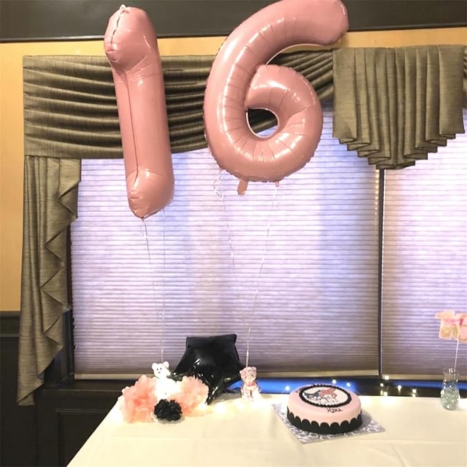 Pastel Pink Number 6 Balloons, 40 In Large Light Pink Number 6 Foil Helium Balloons for Girls, Self Inflating Number Balloons 0-9 for Girls 6th 16th Birthday Women Anniversary Party Decoration