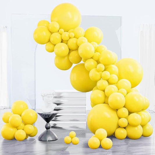 PartyWoo Yellow Balloons 152pcs Different Sizes of 18 12 10 5 Inch Matte Yellow Latex Balloon Arch Kit Garland for Easter Bee Baby Shower Sunflower Birthday Graduation Party Decorations Yellow-Y55