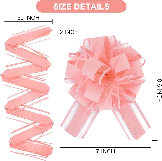 20pcs 7 Inch Pull Bows Pastel Pink Gift Wrap Bows for Gift Basket, Flower Wrapping, Christmas, Mother's Day, Easter, Birthday, Baby Shower Decorations