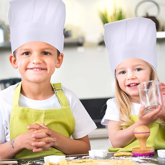 ESHATO 20-40 Pack Kids Chef Hats, Adjustable Disposable Bakery Hats for Cooking, Baking, Pizza Party, Hibachi Party