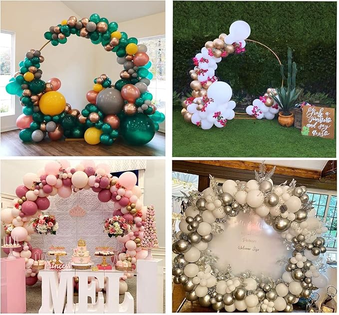 LANGXUN Large Size White Metal Circle Balloon Arch Decoration, for Birthday Wedding Graduation and Event Party Supplies, Baby Shower Photo Background Decor