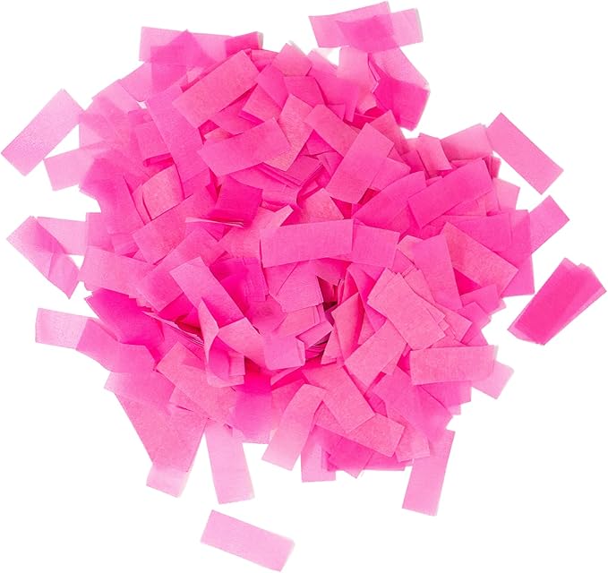 Ultimate Confetti, Pink Biodegradable UV Glow Tissue Paper Confetti - Rectangular Flame-Resistant & Slow-Falling Confetti for Cannon and Launcher use - Best for Celebrations - 1 lb, 16 oz