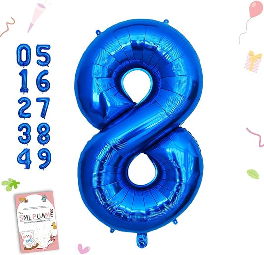 40 Inch Navy Blue 8 Balloon for 8th Birthday Party, Blue Eight Number Balloon 18 28 Birthday Decorations for Boys Girls Men Women, Helium Giant Foil Number 8 Balloon