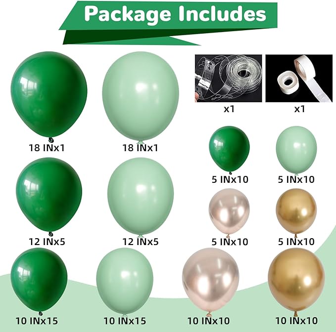 HILAVO Christmas Balloon Arch Kit Green and Gold Balloon Garland Emerald Forest Hunter Dark Green Sage Champagne Gold Metallic Party Balloon for Xmas Ugly Sweater Friendsmas Holiday Party Decoration
