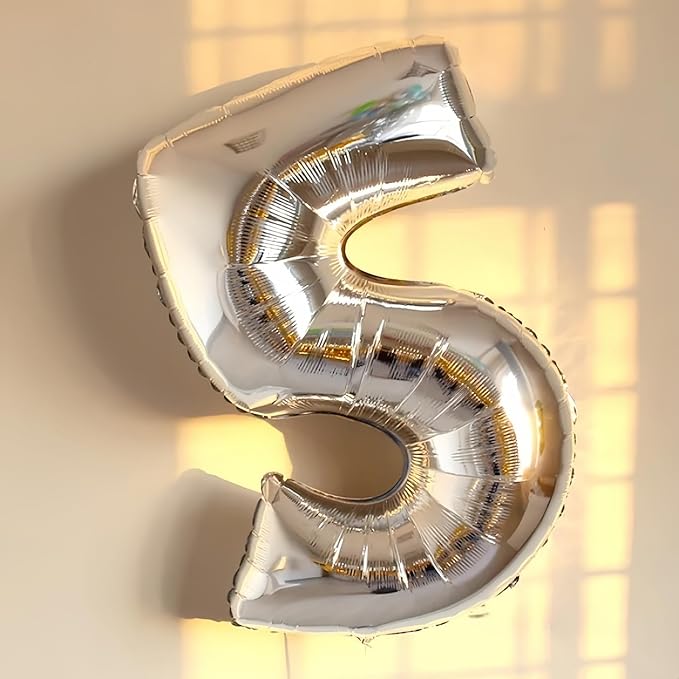 Silver Foil Balloon Number 8 for Boys, 40'' Giant Self Inflating Number Balloons Set 0-9 for Girls, Large Number 8 Helium Balloon for Women Men 8th Birthday Anniversary Party Decorations Supplies