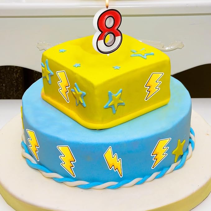 Conelist Cartoon Red and White Birthday Cake Candle Numeral Birthday Cake Topper for Animated Decoration Cartoon Party Supplies(Number 8)