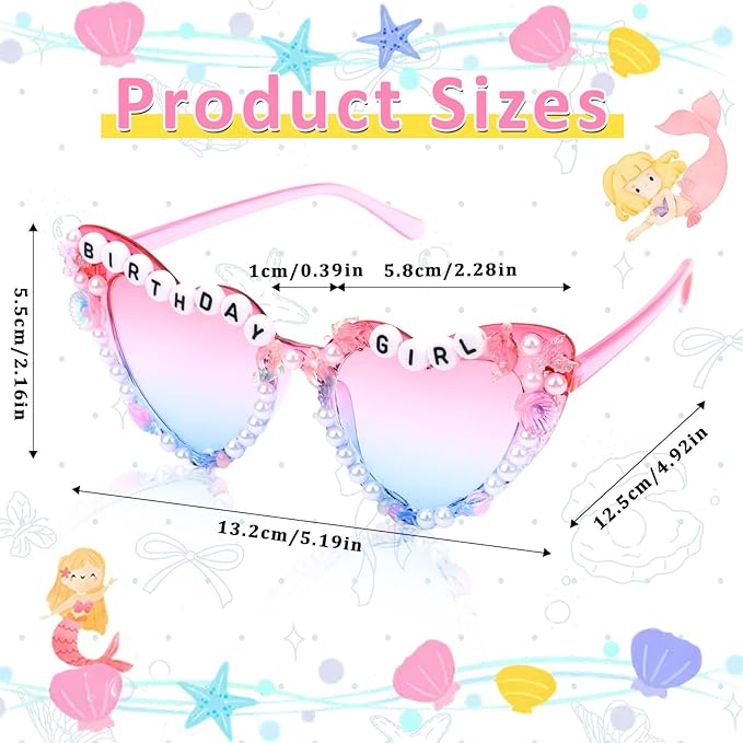 CIEHER Birthday Glasses for Women Girls Rhinestones Birthday Sunglasses Birthday Accessories Party Favors