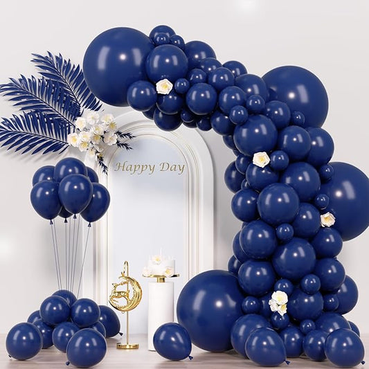Voircoloria 130pcs Navy Blue Balloons Different Sizes 18" 12" 10" 5" Dark Blue Balloons for Birthday Graduation Baby Shower Anniversary New Year Party Holiday Decorations