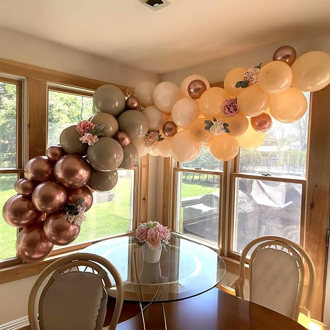 Beige Balloon Garland Kit, Neutral Nude Color Tan Metallic Rose Gold Latex Balloon Arch Kit, Apricot Cream Ivory White Sand Boho Balloon for Girl Women Birthday Baby Shower Wedding Party Decoration